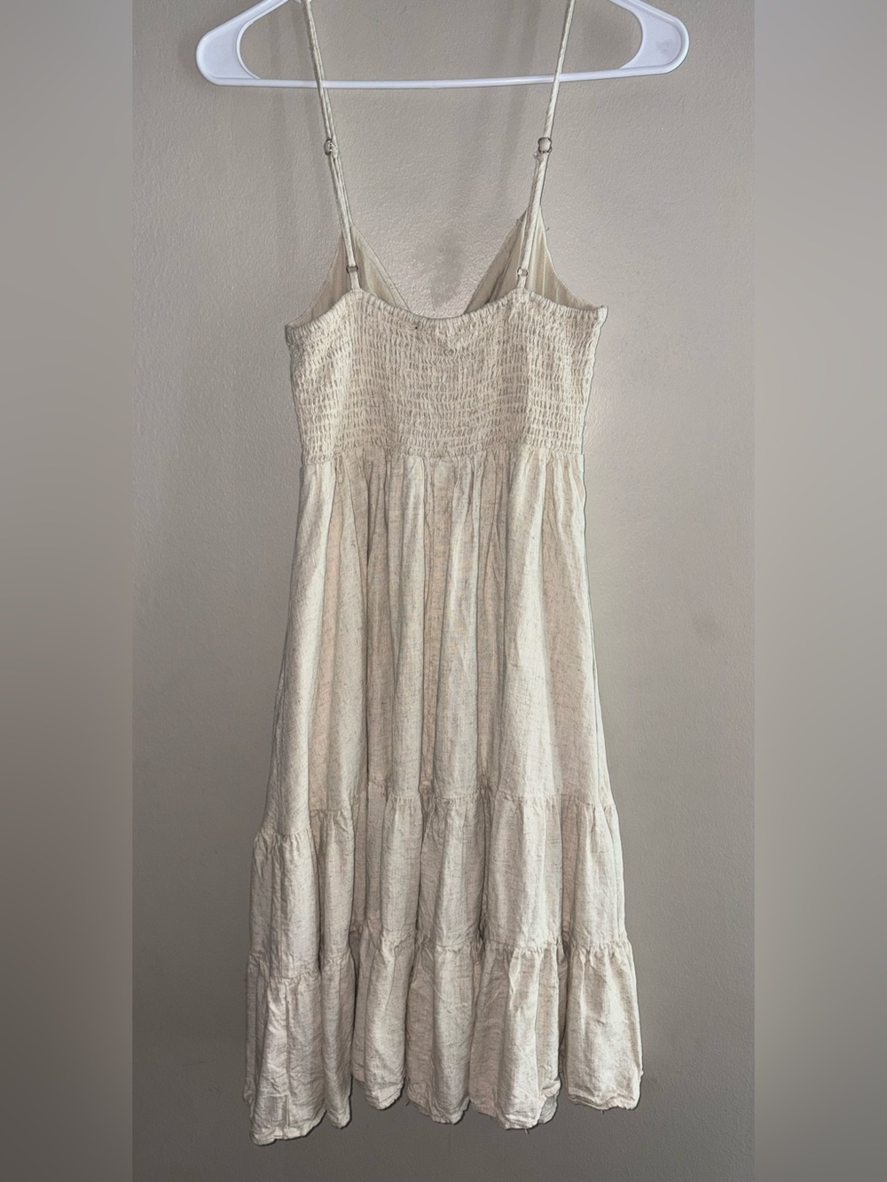 Aakaa -Oatmeal Beige Textured Linen-Blend Dress - Picture 5 of 6